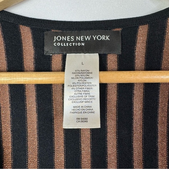 Vintage Jones New York Brown & Black Shimmer Wrap Front Sleeveless Top L - Picture 4 of 4